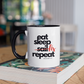 EAT SLEEP FIX REPEAT - Keramik Becher Zweifarbig